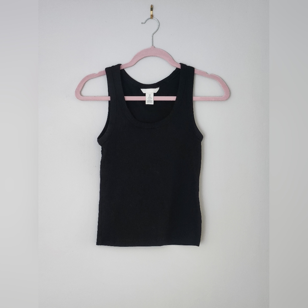 H&M Black Ribbed Tank Top Women Size Small - Worn Once